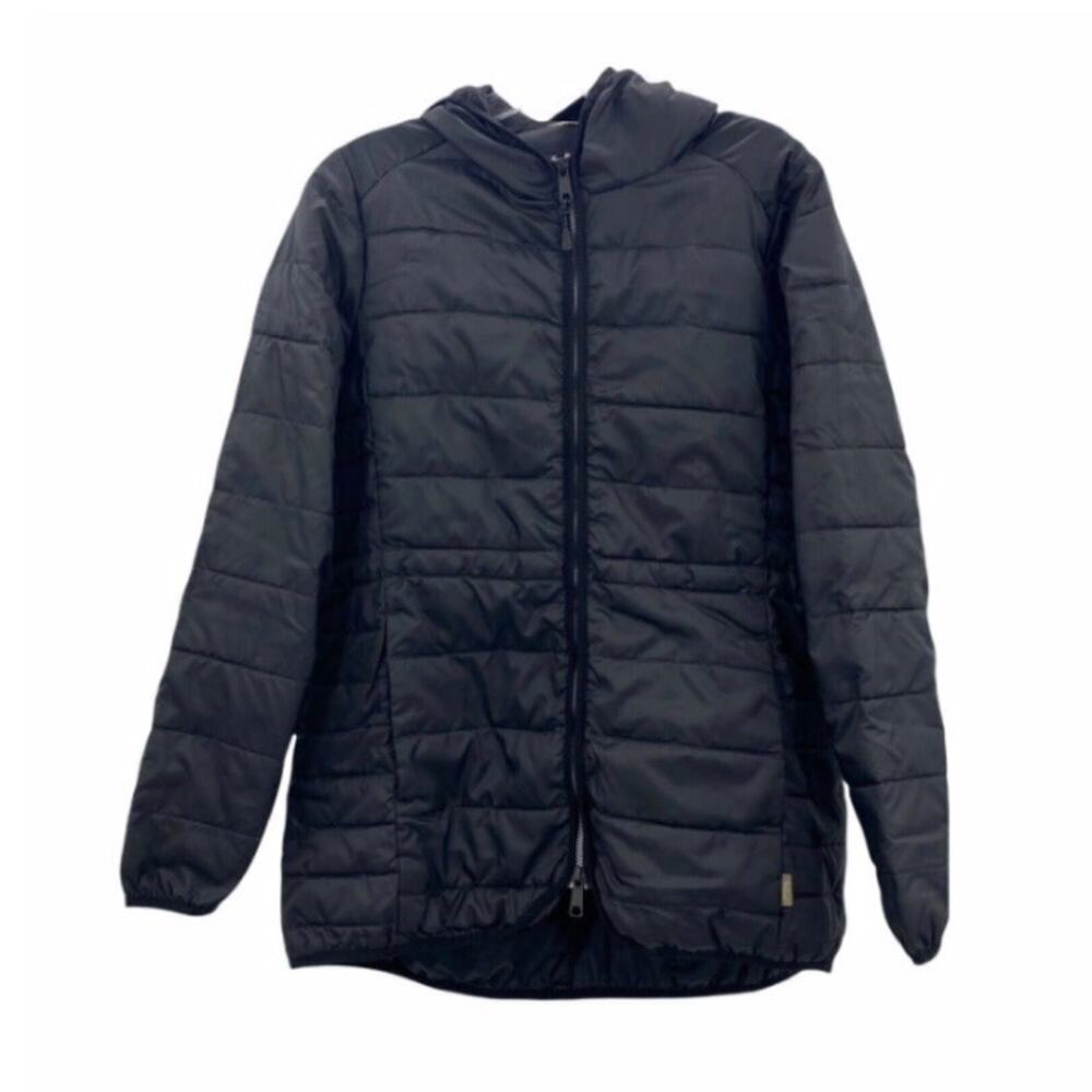 Woolrich Women's Quilted Jacket Black Lightweight Wool-Loft w/ Hood-Size-Medium